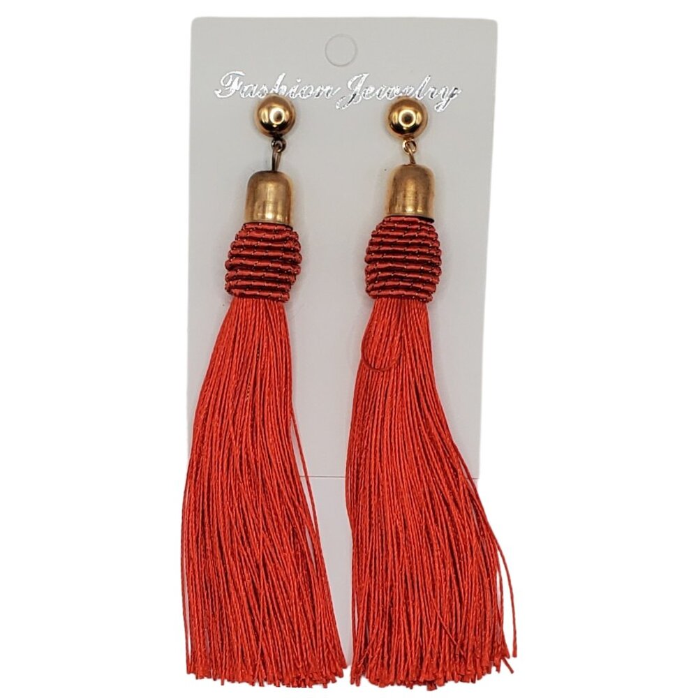 Red Tassel Earrings | Bold Statement Jewelry | NWT | Packaging Transfer Noted